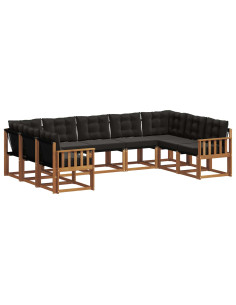 Set di divani 29 pcs Naturale e Nero Legno di Acacia Massello 2