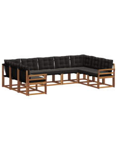 Set di divani 29 pcs Naturale e Nero Legno di Acacia Massello 2