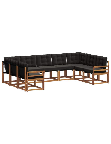 Set di divani 29 pcs Naturale e Nero Legno di Acacia Massello