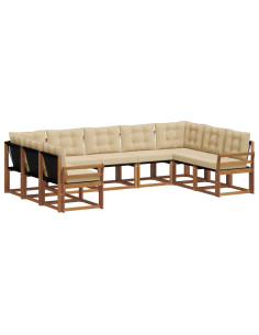 Set di divani 29 pcs Naturale e Beige Legno di Acacia Massello 2