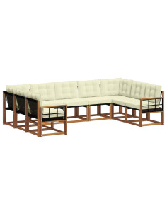 Set di divani 29 pcs Naturale e Crema Legno di Acacia Massello 2