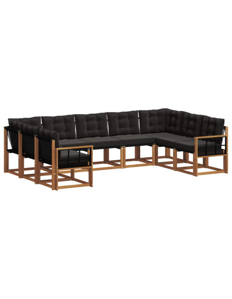 Set di divani 29 pcs Naturale e Nero Legno di Acacia Massello
