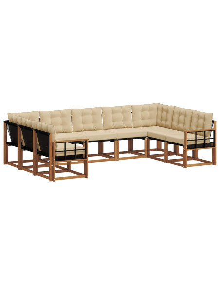 Set di divani 29 pcs Naturale e Beige Legno di Acacia Massello