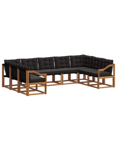 Set di divani 29 pcs Naturale e Nero Legno di Acacia Massello