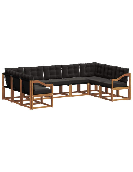 Set di divani 29 pcs Naturale e Nero Legno di Acacia Massello