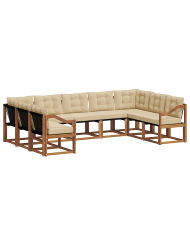 Set di divani 29 pcs Naturale e Beige Legno di Acacia Massello