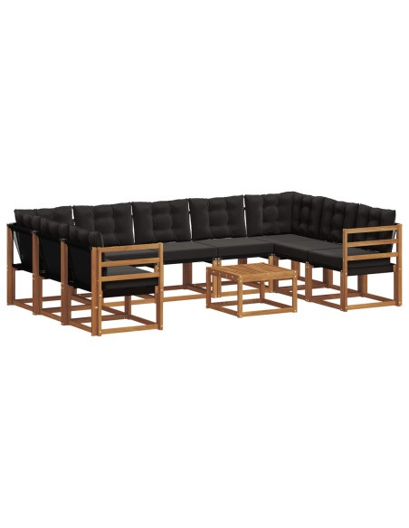 Set di divani 30 pcs Naturale e Nero Legno di Acacia Massello