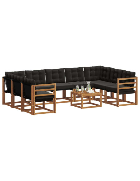 Set di divani 30 pcs Naturale e Nero Legno di Acacia Massello