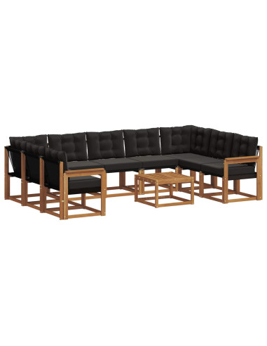 Set di divani 30 pcs Naturale e Nero Legno di Acacia Massello