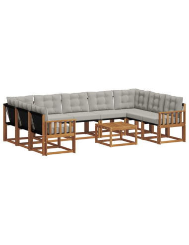 Set di divani con cuscino 30 pcs Grigio Naturale e Chiaro