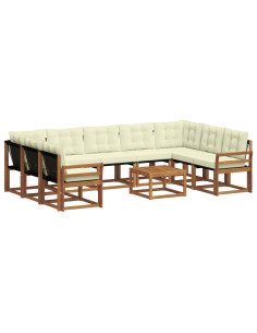 Set di divani 30 pcs Naturale e Crema Legno di Acacia Massello 2