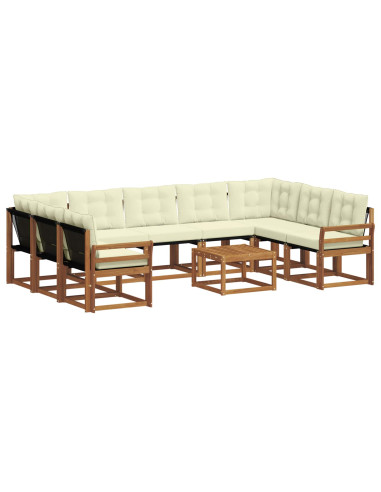 Set di divani 30 pcs Naturale e Crema Legno di Acacia Massello