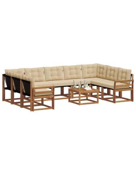 Set di divani 30 pcs Naturale e Beige Legno di Acacia Massello