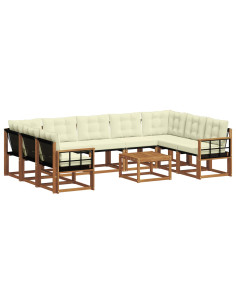 Set di divani 30 pcs Naturale e Crema Legno di Acacia Massello 2