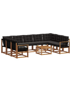 Set di divani 30 pcs Naturale e Nero Legno di Acacia Massello 2