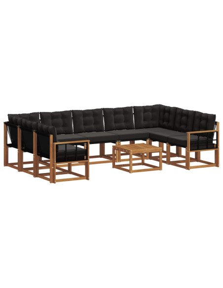 Set di divani 30 pcs Naturale e Nero Legno di Acacia Massello