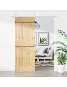 Porta scorrevole Naturale e Bianco 80 x 210 cm