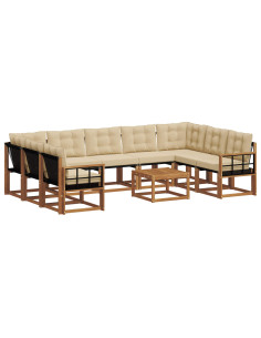 Set di divani 30 pcs Naturale e Beige Legno di Acacia Massello 2