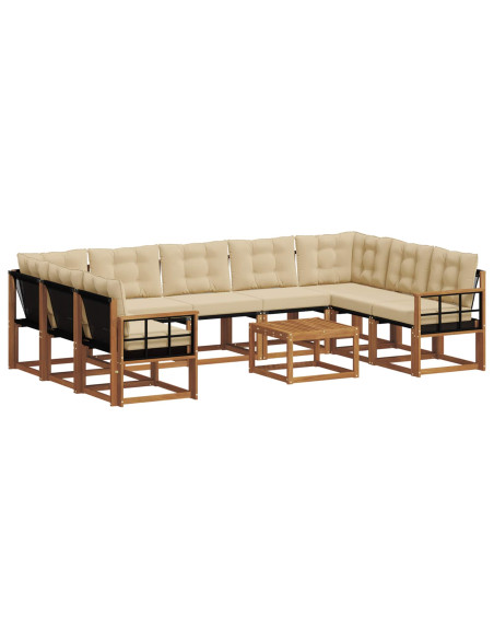 Set di divani 30 pcs Naturale e Beige Legno di Acacia Massello