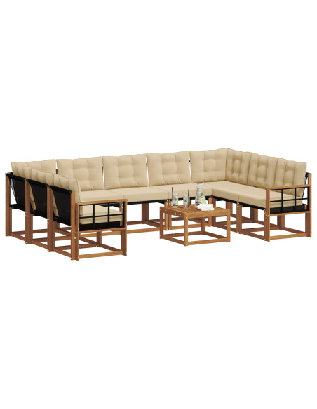 Set di divani 30 pcs Naturale e Beige Legno di Acacia Massello