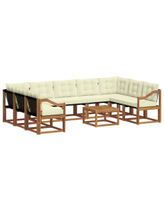 Set di divani 30 pcs Naturale e Crema Legno di Acacia Massello 2