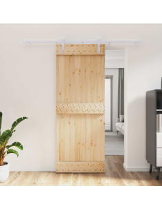 Porta scorrevole Naturale e Bianco 80 x 210 cm
