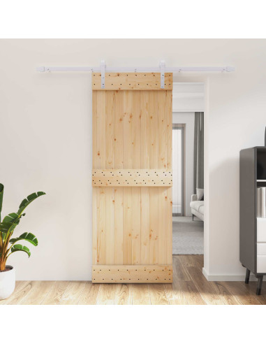 Porta scorrevole Naturale e Bianco 80 x 210 cm