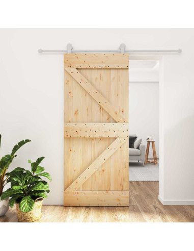 Porta scorrevole Naturale e Bianco 90 x 210 cm