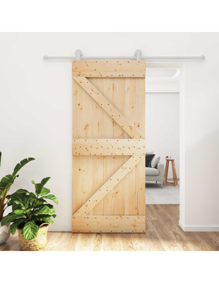 Porta scorrevole Naturale e Bianco 90 x 210 cm