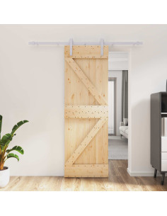 Porta scorrevole Naturale e Bianco 70 x 210 cm