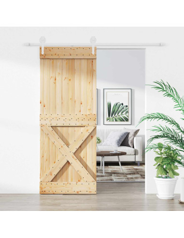 Porta scorrevole Naturale e Bianco 90 x 210 cm
