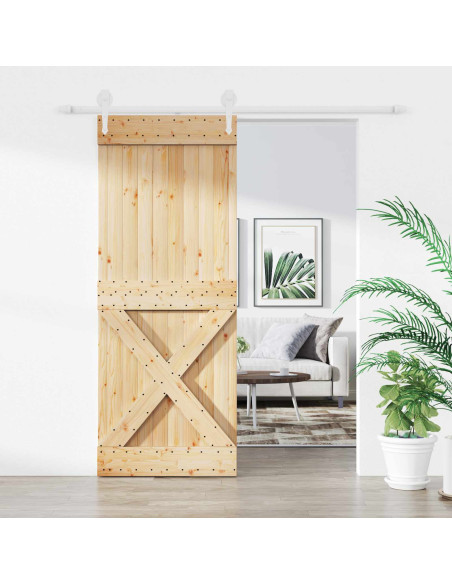 Porta scorrevole Naturale e Bianco 90 x 210 cm
