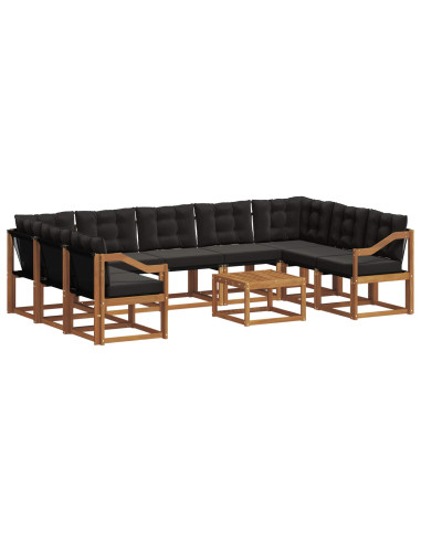 Set di divani 30 pcs Naturale e Nero Legno di Acacia Massello