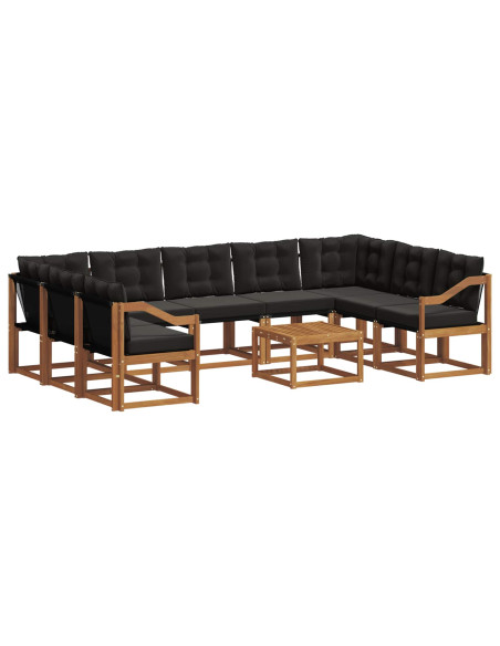 Set di divani 30 pcs Naturale e Nero Legno di Acacia Massello