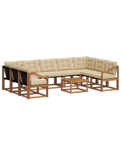 Set di divani 30 pcs Naturale e Beige Legno di Acacia Massello 2