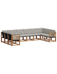 Set di divani con cuscino 10 pcs Grigio Naturale e Chiaro 2