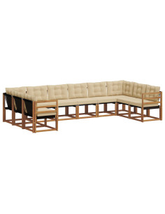 Set di divani con cuscino 10 pcs Naturale e Beige 2