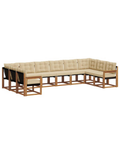 Set di divani con cuscino 10 pcs Naturale e Beige 2