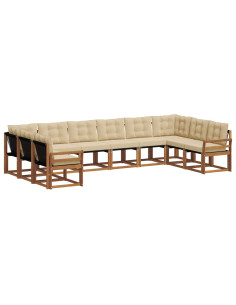 Set di divani con cuscino 10 pcs Naturale e Beige 2