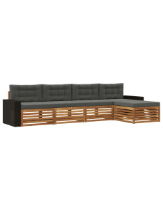 Set di divani da esterno 5 pcs Naturale e Antracite Poliestere