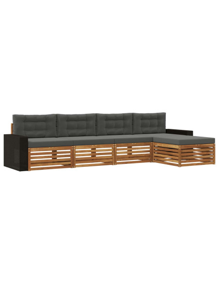 Set di divani da esterno 5 pcs Naturale e Antracite Poliestere