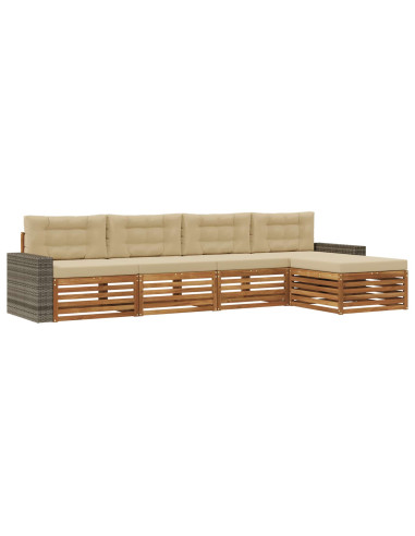 Set di divani da esterno 5 pcs Naturale e Beige Poliestere