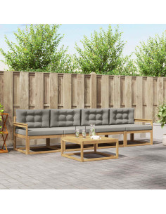 Set di divani da esterno 4 pcs Bianco e Grigio Chiaro