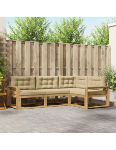 Set di divani da esterno 3 pcs Bianco e Beige Poliestere
