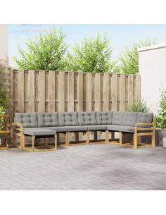 Set di divani da esterno 8 pcs Bianco e Grigio Chiaro