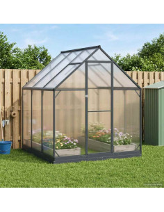 Serra da Giardino con porta Antracite 183,5 x 183,5 x 207 cm