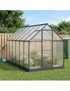 Serra da Giardino con porta Antracite 183,5 x 363,5 x 207 cm