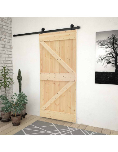 Porta scorrevole Naturale e Nero 80 x 210 cm