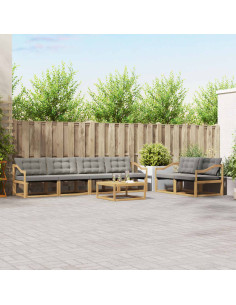 Set di divani da esterno 7 pcs Bianco e Grigio Chiaro