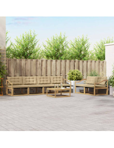 Set di divani da esterno 7 pcs Bianco e Beige 79 x 79 x 37 cm